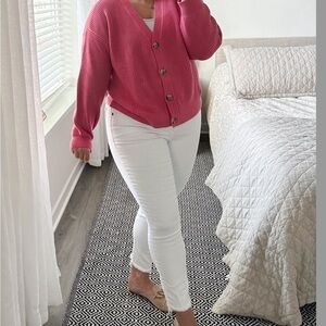 Abercrombie | The Super Skinny Ankle High Rise White Denim Jeans